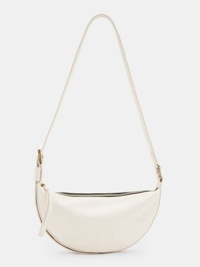 NWT AllSaints Half Moon Crossbody Bag Genuine Leather In White